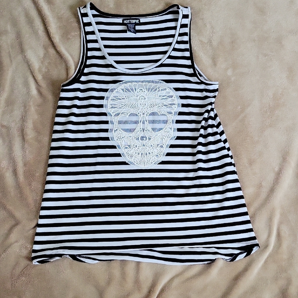 Hot Topic Striped Skull Tank Top